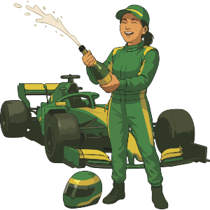 Woman Racer Celebrating Victory