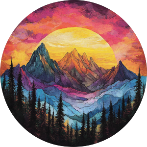 Rocky Mountains with Trees Landscape