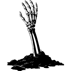 Skeleton Hand Reaching Out From Dirt