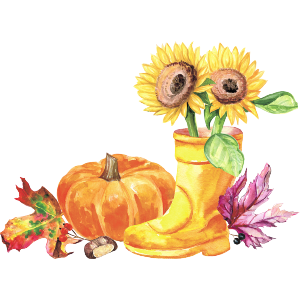 Fall Sunflowers & Pumpkin