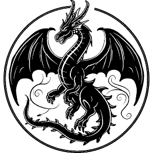 Flying Dragon in Circle Frame