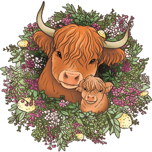 Highland Cow Mother & Baby