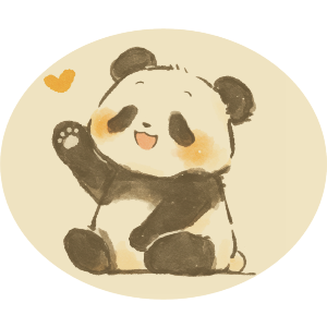 Cute Panda Waving with Heart 