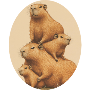 Stacked Capybara Family