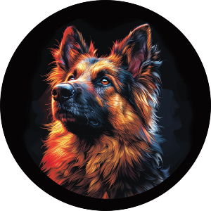 German Shepherd Dog in Circle Frame