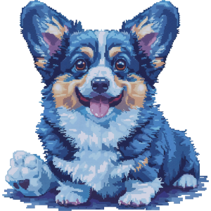 Blue Corgi Pixel Art