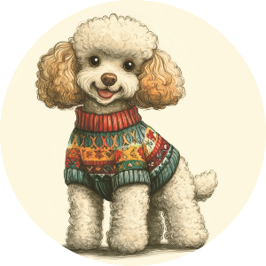 Cute Poodle Wearing Christmas Sweater