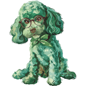 Green Poodle with Glasses