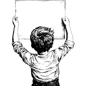 Boy Holding Blank Poster