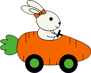 Rabbit Driving Carrot Car
