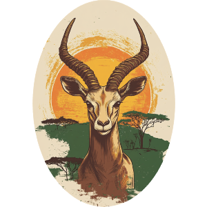 Springbok Portrait with African Landscape