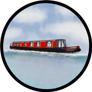 Red Canal Boat Motif