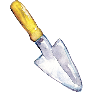 Garden Trowel Watercolor Illustration