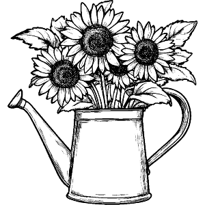 Watering Can with Sunflowers