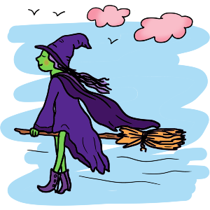 Witch Riding On A Broomstick
