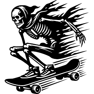 Skeleton Riding Skateboard