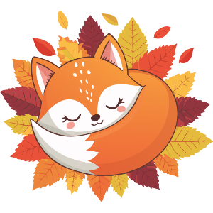 Baby Fox Sleeping In Leaves