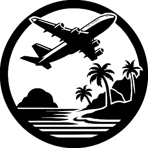 Jet Plane Over Tropical Island