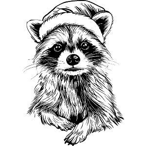 Raccoon with Santa Hat