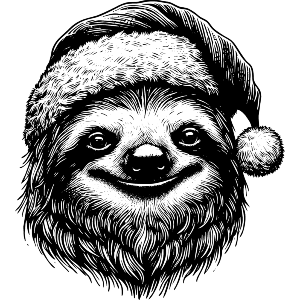 Sloth Wearing Santa Hat
