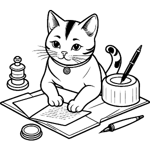 Cat Writing Letter