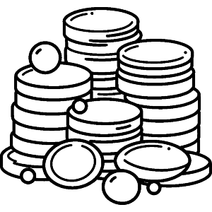 Stacks Of Coins & Pearls