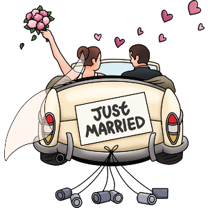 Just Married Couple Car