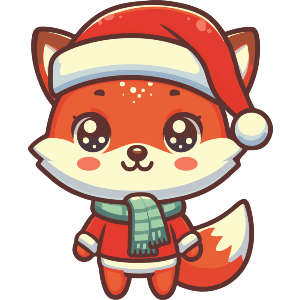 Baby Fox Wearing Santa Hat