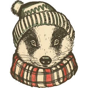 Badger Wearing Bobble Hat