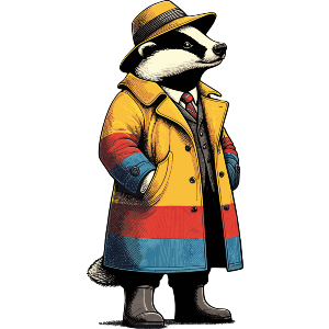 Badger Wearing a Rain Coat