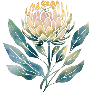 Protea Flower with Leaves