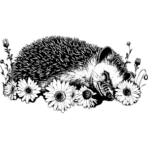 Cute Hedgehog Sleeping with Flowers