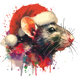 Rat Wearing A Santa Hat