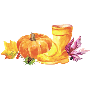 Pumpkin And Fallen Leaves Watercolor 