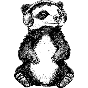 Cute Badger Wearing Headphones