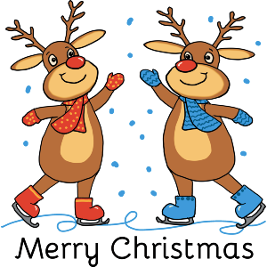 Merry Christmas Skating Reindeer