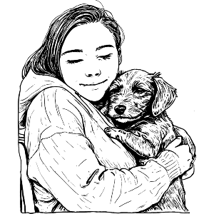 Dog Snuggling With Owner