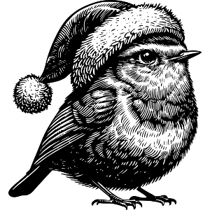 Robin Wearing Santa Hat