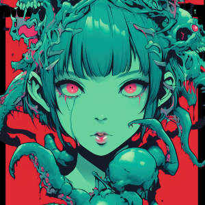 Cute Manga Girl Horror Skulls Anime