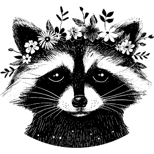 Raccoon with Floral Crown