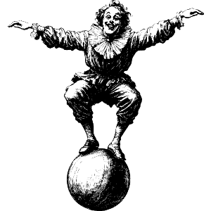 Vintage Circus Clown on Ball