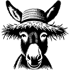 Donkey Wearing A Straw Hat