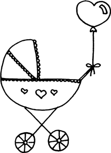 Pram with Heart Balloon