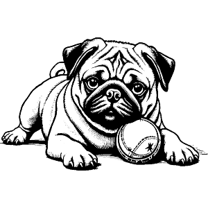 Pug with Ball