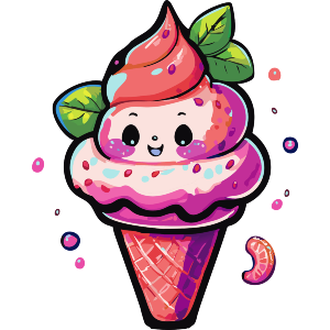 Kawaii Style Colorful Ice Cream Cone  