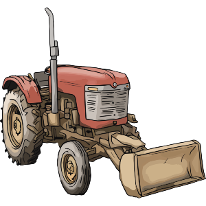 Tractor with Digger Attachement