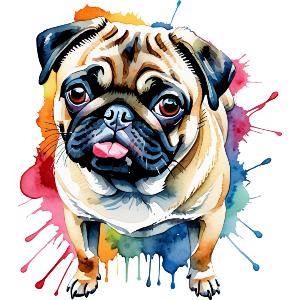 Watercolour Style Pug