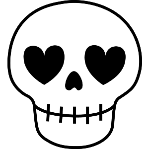 Cute skull with heart eyes
