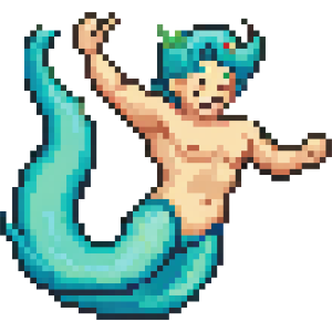 Pixel Art Happy Merman 