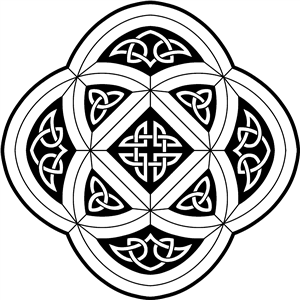 Black and White Celtic Knotwork Cathedral Window